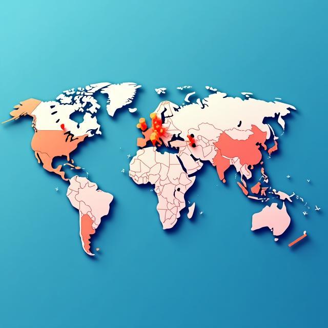 World map highlighting roaming coverage